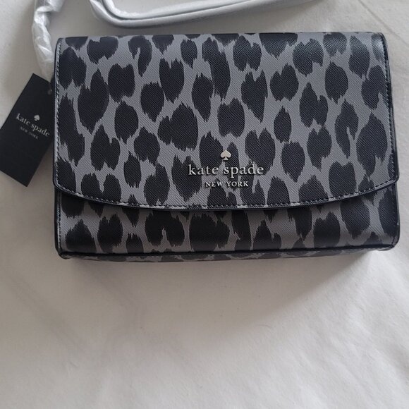 Kate Spade Carson Crossbody Bag NWT (Grey Black Leopard) - Picture 3 of 5
